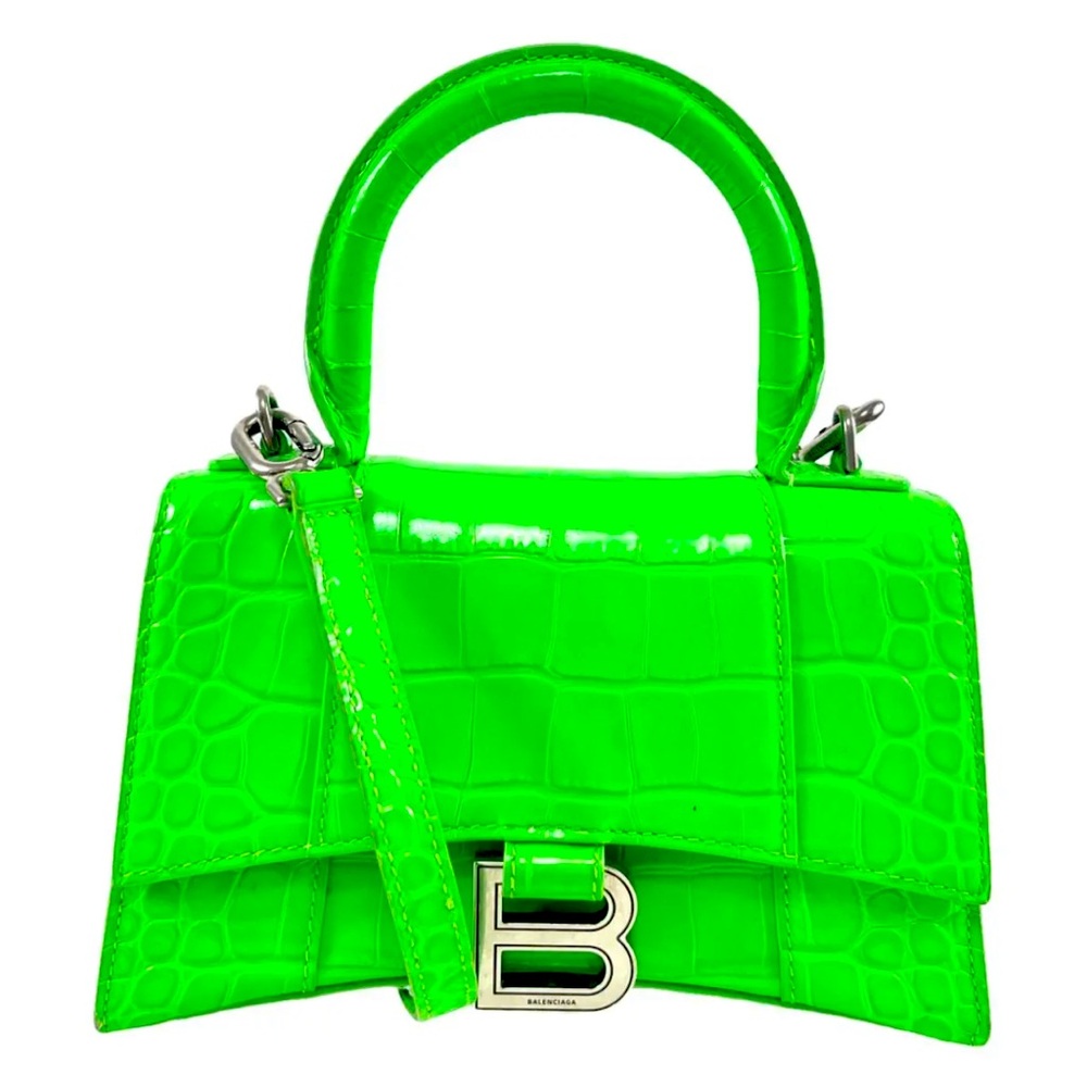 Balenciaga neon green hourglass bag small